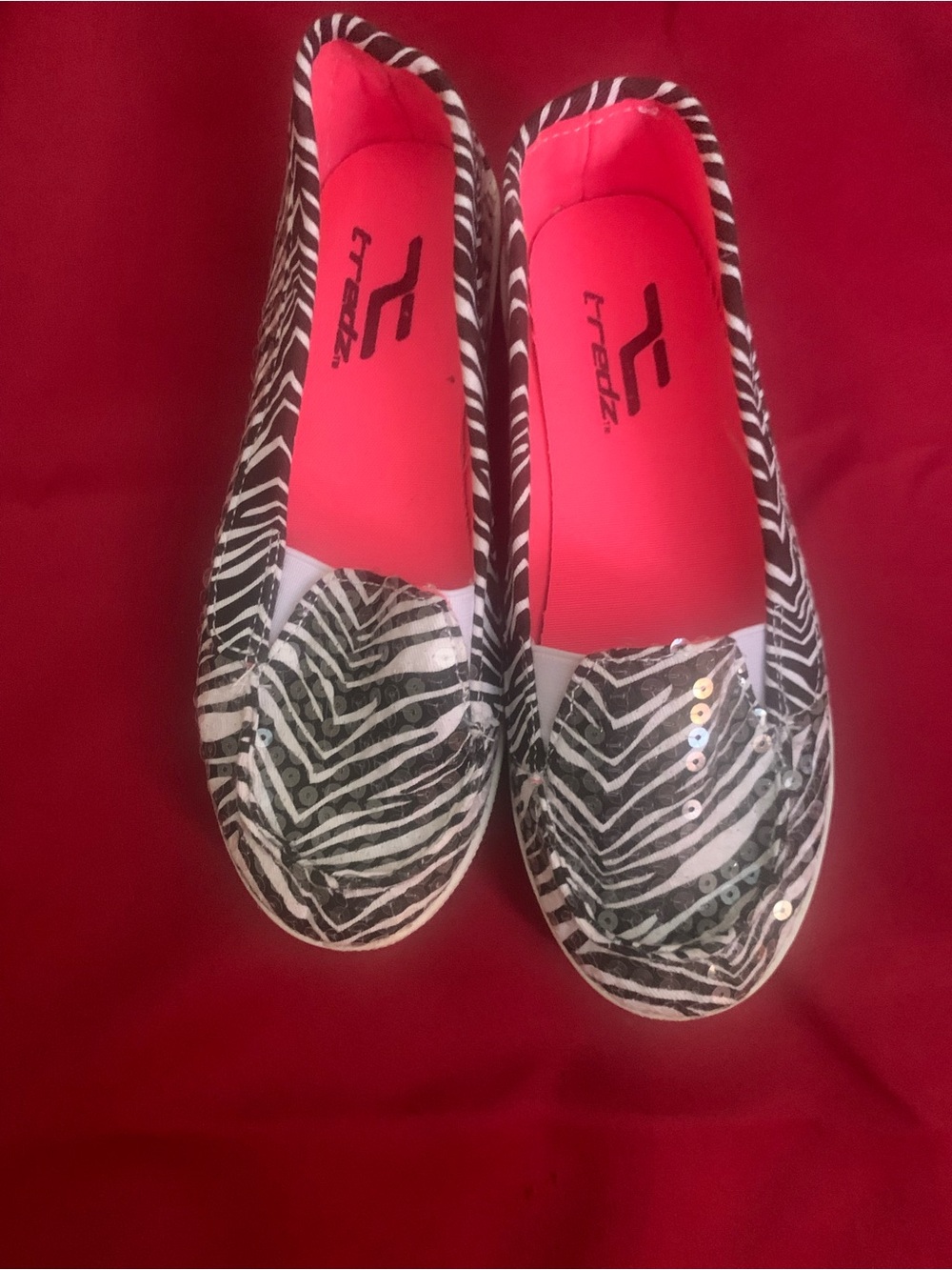 LC Trendz Zebra Print Children’s Slip-On Flats with Pink Insole